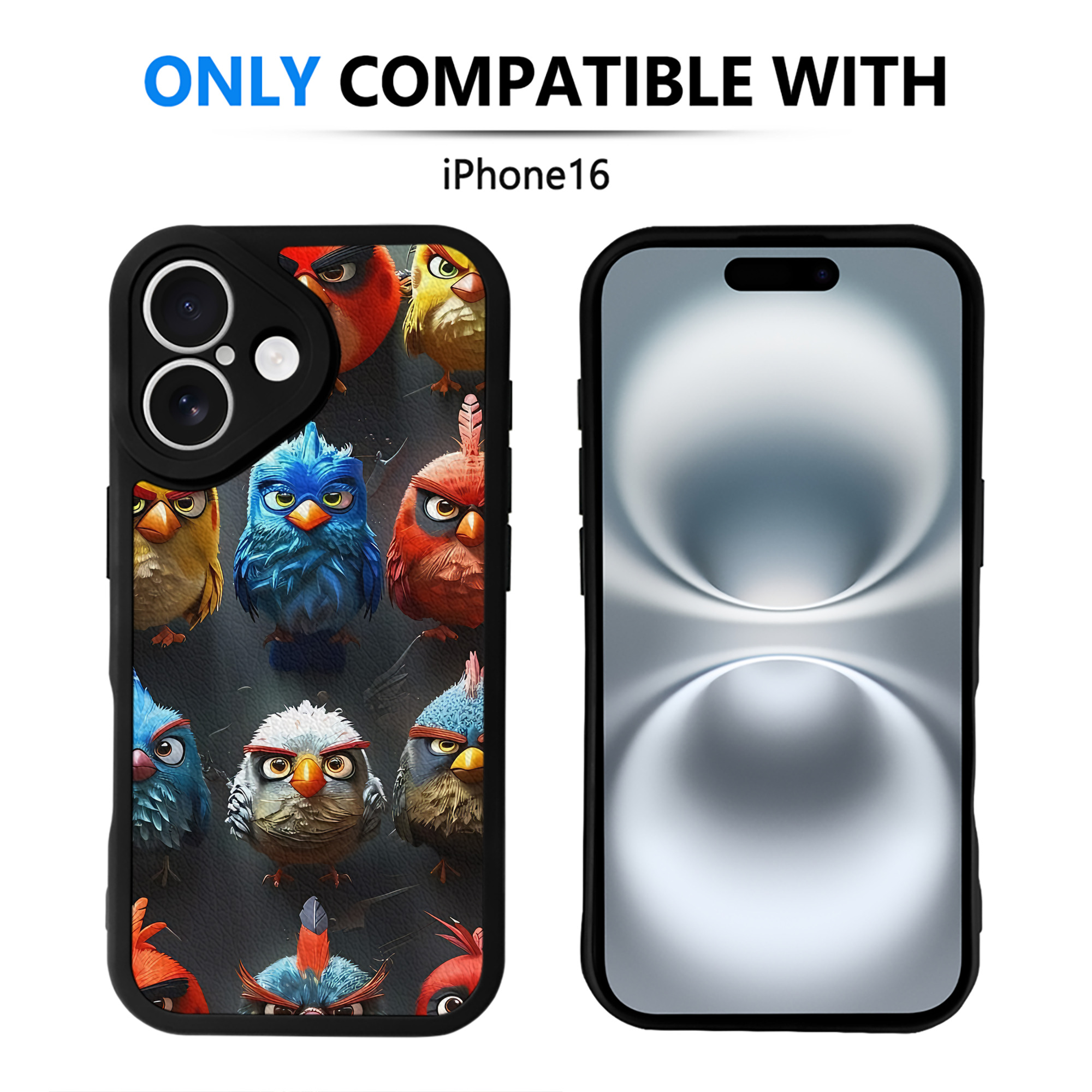 （画像用） Angry Birds アングリーバード 【iPhone 16シリーズ対応】シリコンスマホケース（レザー調） 材質：シリコン